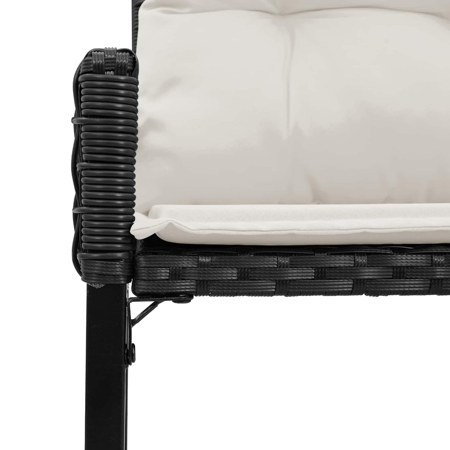 Bancă de exterior cu pernă Negru și Alb crem 118 x 55 x 82 cm