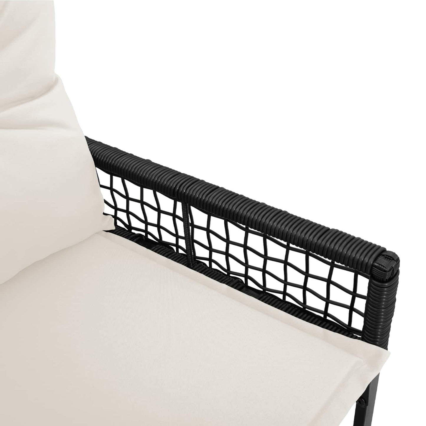 Bancă de exterior cu pernă Negru și Alb crem 118 x 55 x 82 cm