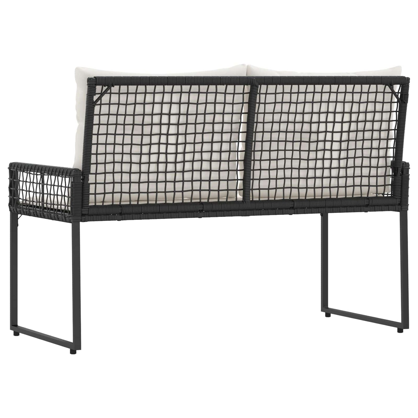 Bancă de exterior cu pernă Negru și Alb crem 118 x 55 x 82 cm