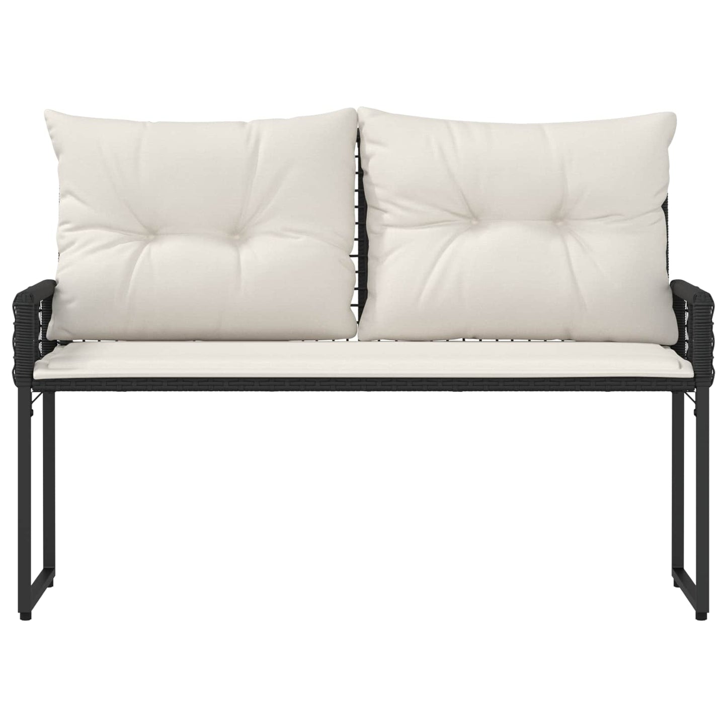 Bancă de exterior cu pernă Negru și Alb crem 118 x 55 x 82 cm