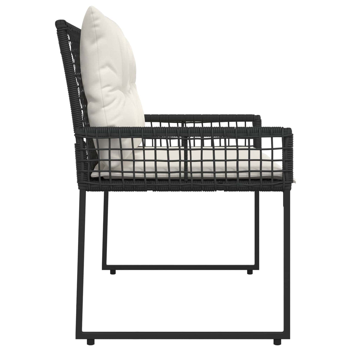 Bancă de exterior cu pernă Negru și Alb crem 118 x 55 x 82 cm