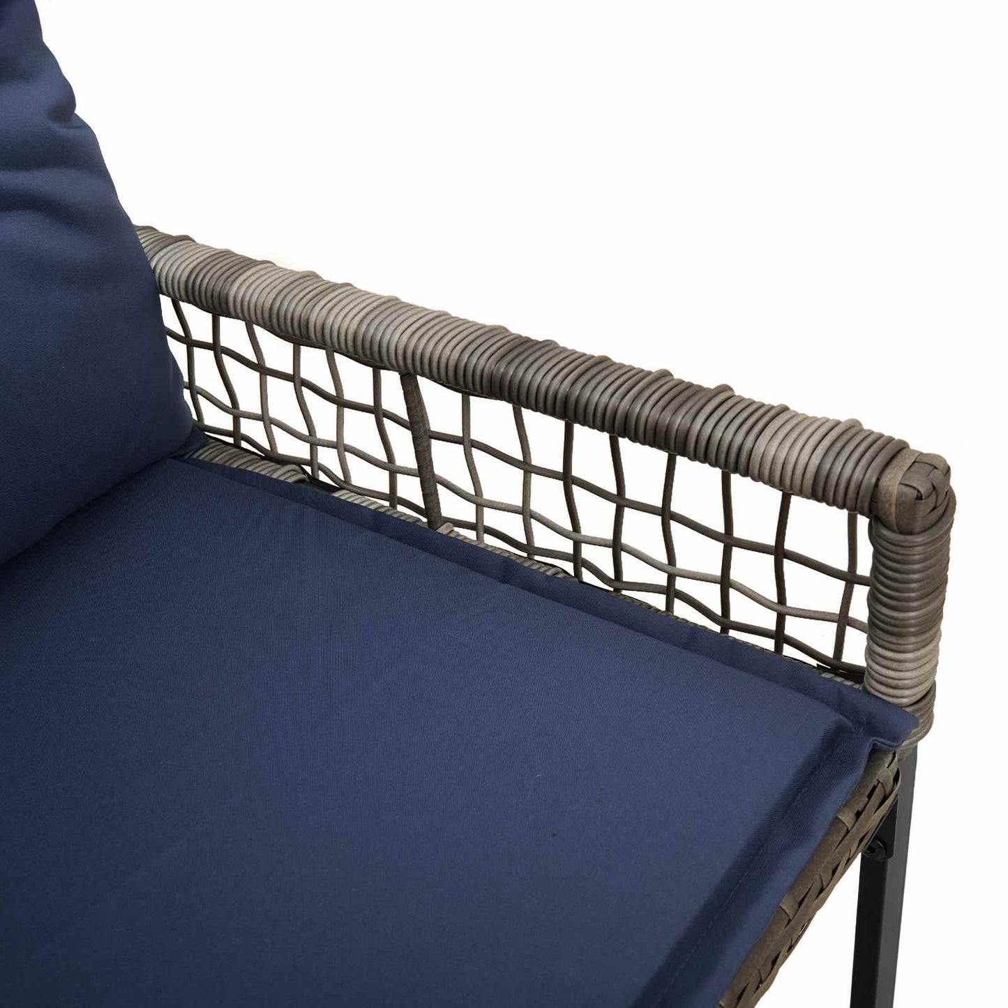 Bancă de exterior cu pernă Gri și Bleumarin 118 x 55 x 82 cm