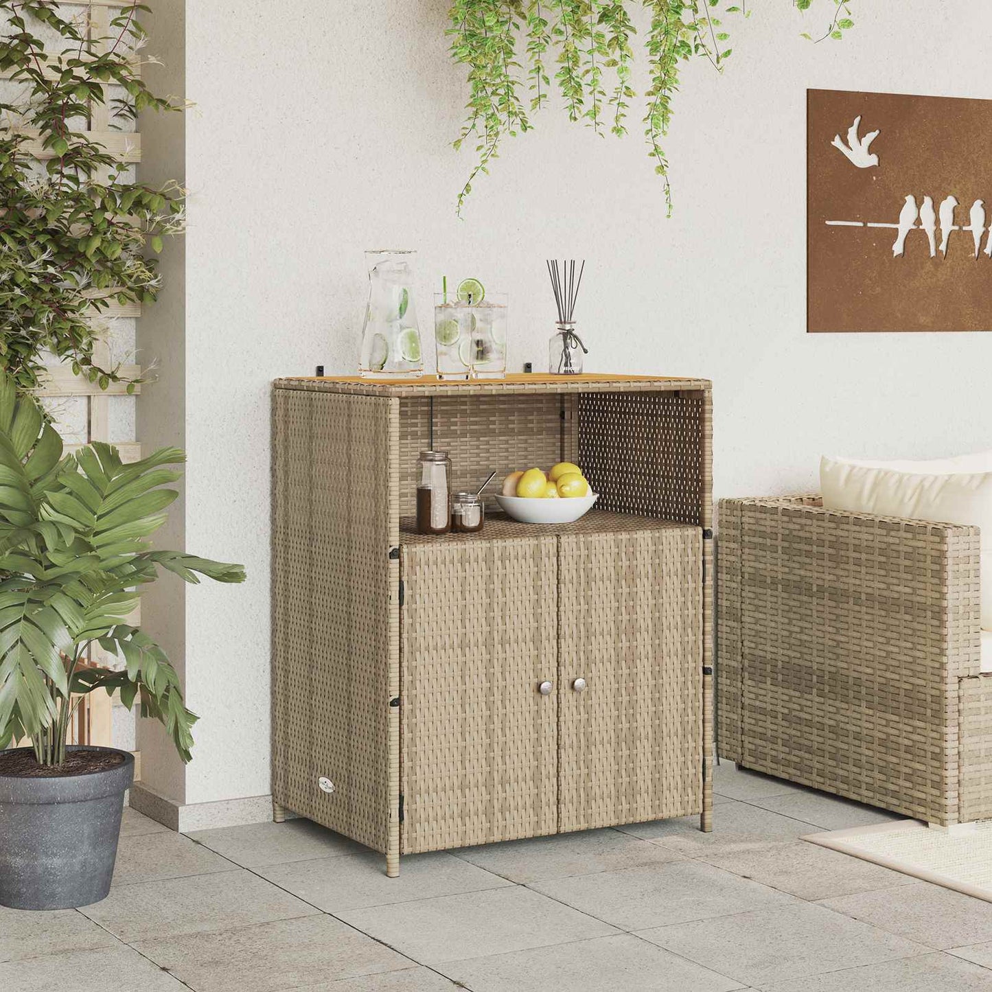 Dulap cu raft Bej 70 x 50 x 87 cm Poliester și Rattan Roly