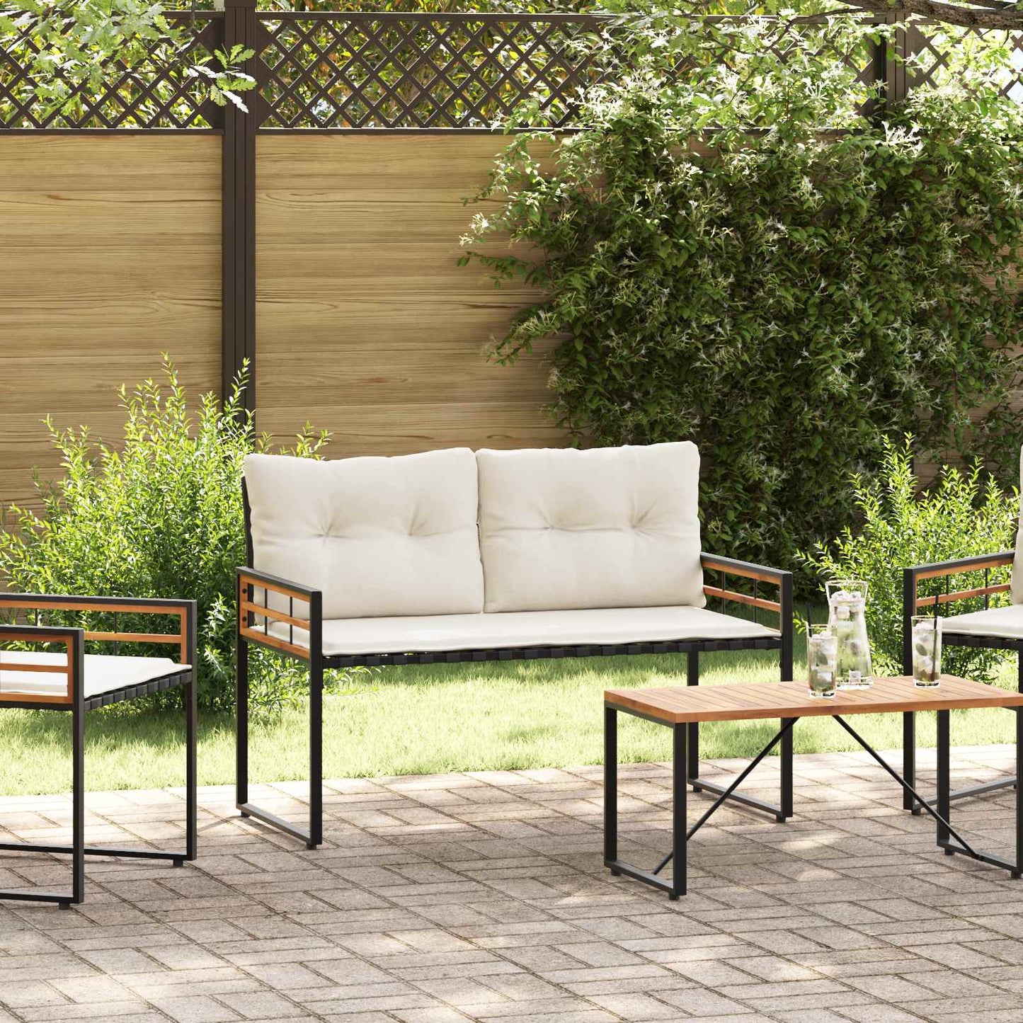 Bancă cu strat din lemn cu pernă Simplu Crem 114 x 55 x 77 cm