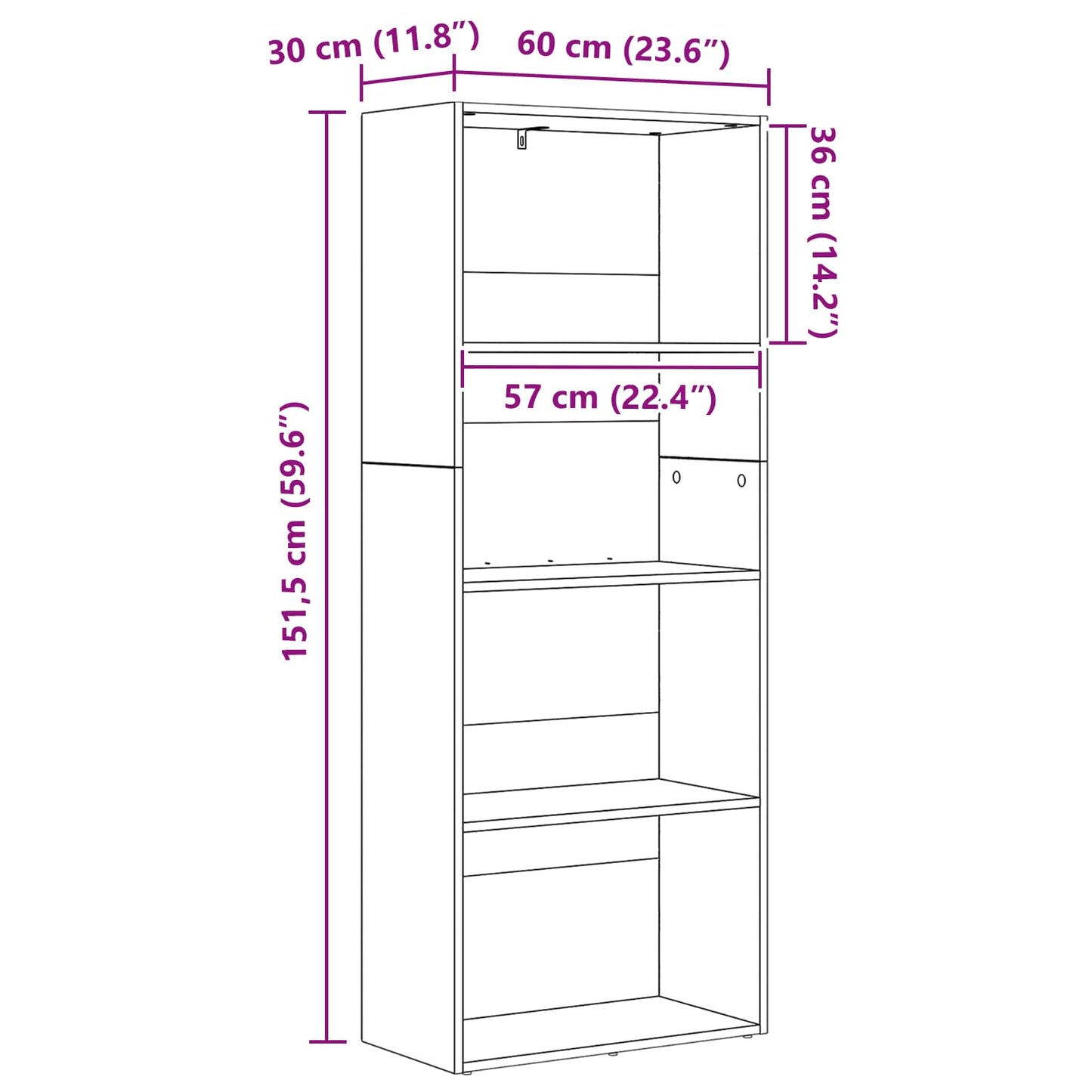 Dulap pentru cărți Stejar Negru 60 x 30 x 151,5 cm