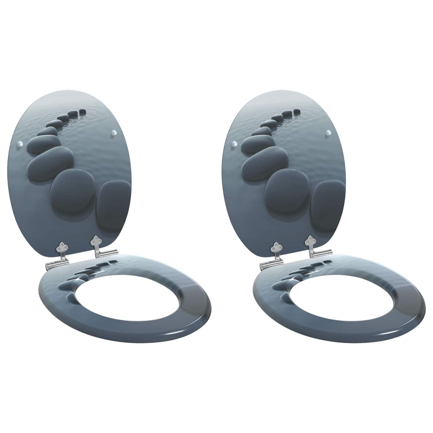 Capac de toaletă cu închidere lentă 2 pcs Gri 44 x 38 cm