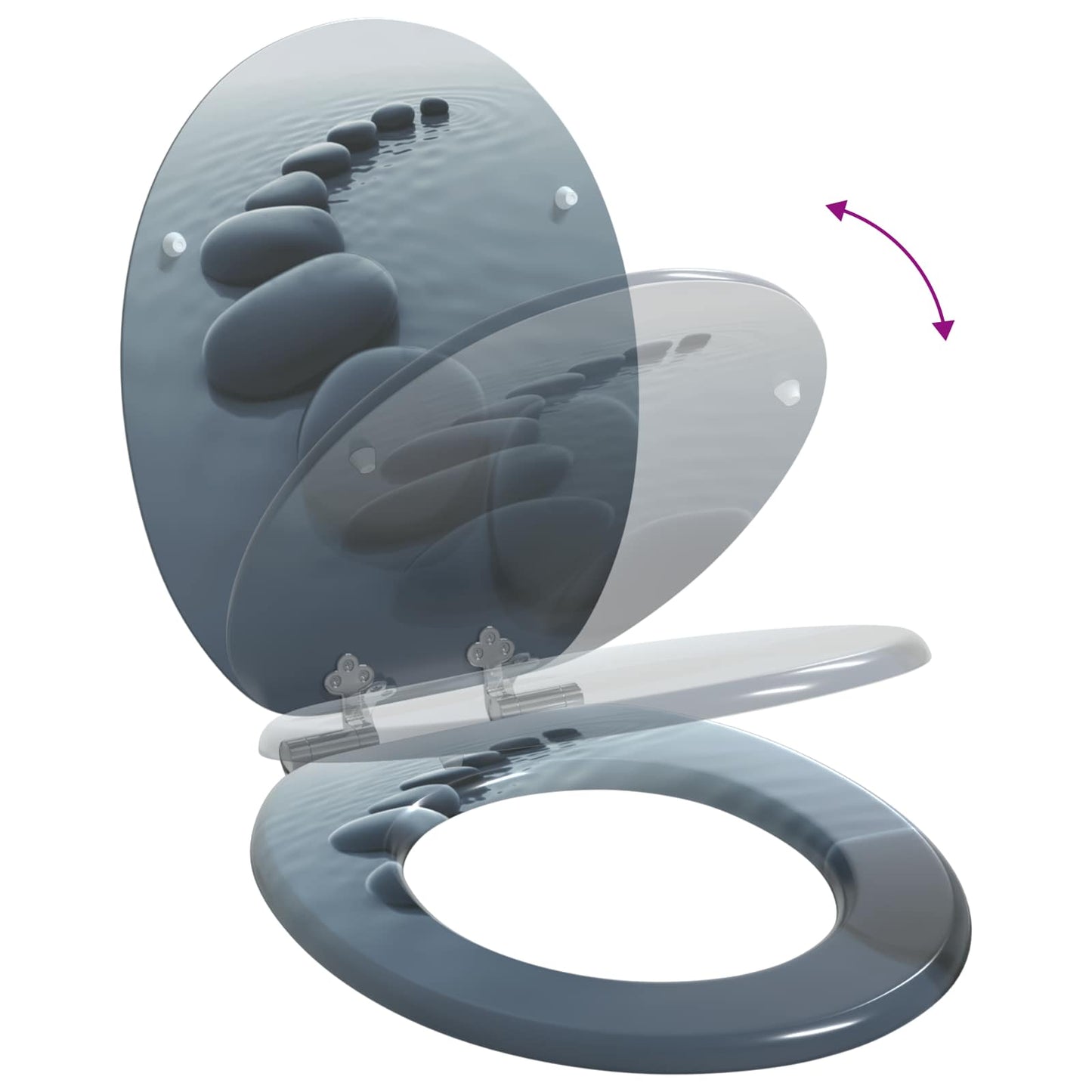 Capac de toaletă cu închidere lentă 2 pcs Gri 44 x 38 cm