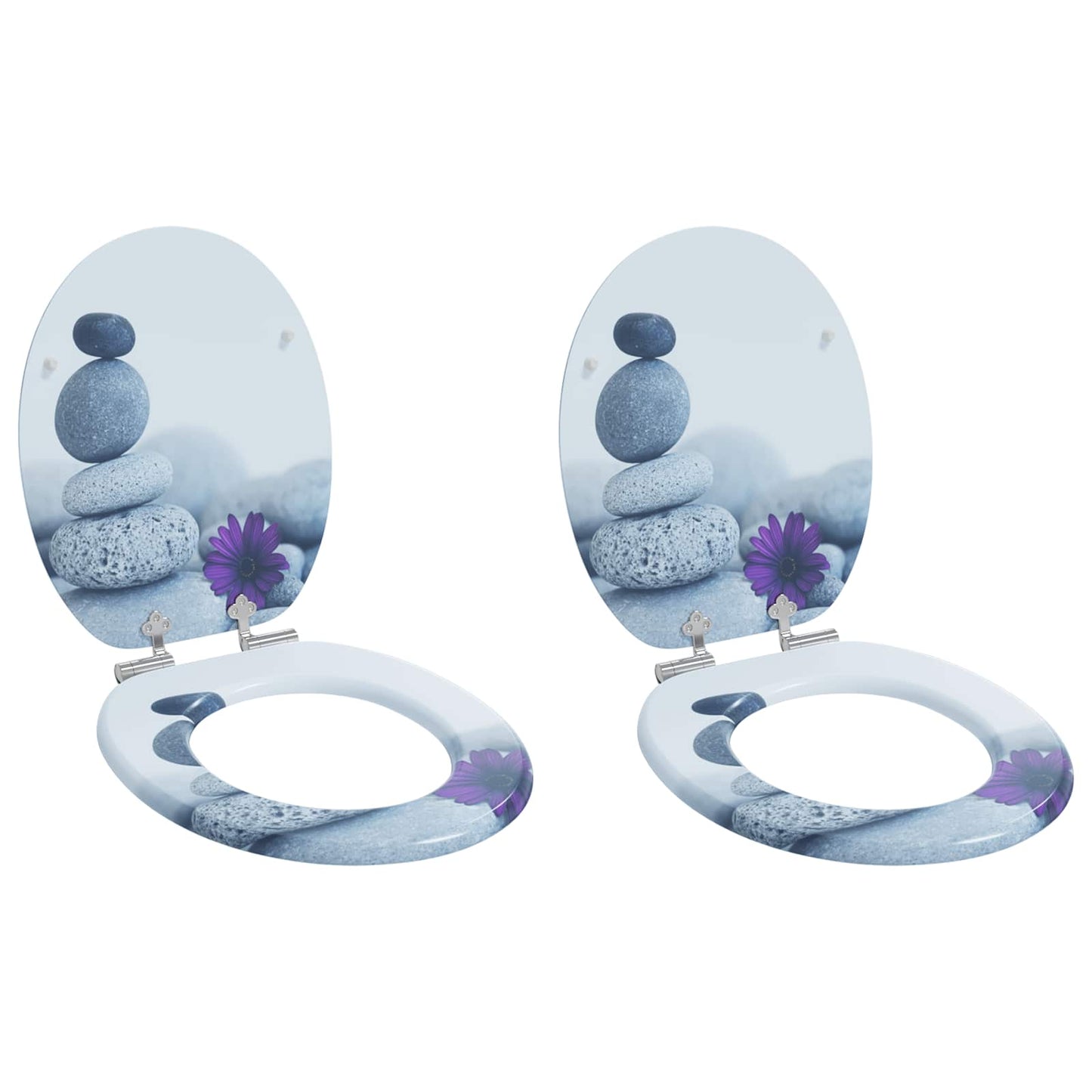 Capac de toaletă cu închidere lentă 2 pcs Gri 44 x 38 cm