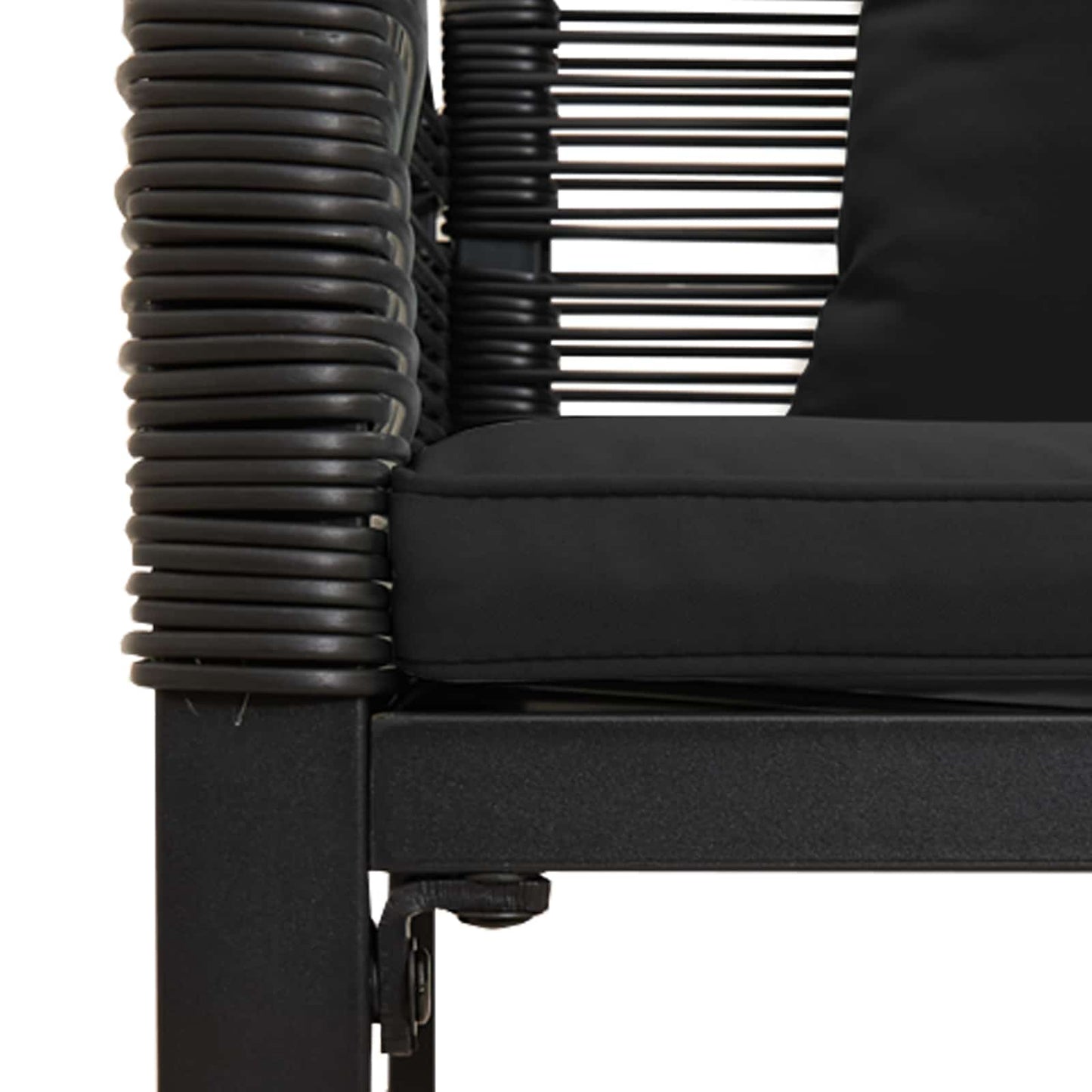 Bancă de exterior cu pernă Negru 117 x 54 x 74.5 cm poliratan