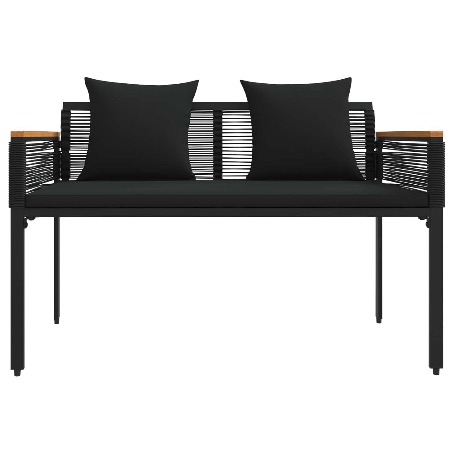 Bancă de exterior cu pernă Negru 117 x 54 x 74.5 cm poliratan