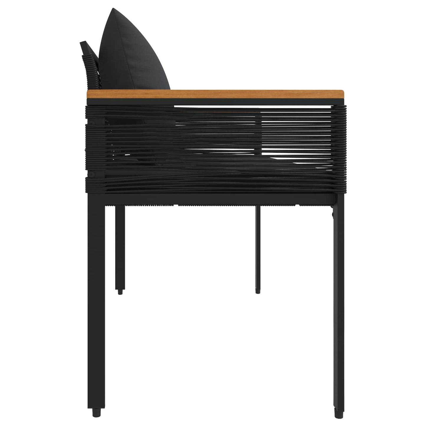 Bancă de exterior cu pernă Negru 117 x 54 x 74.5 cm poliratan