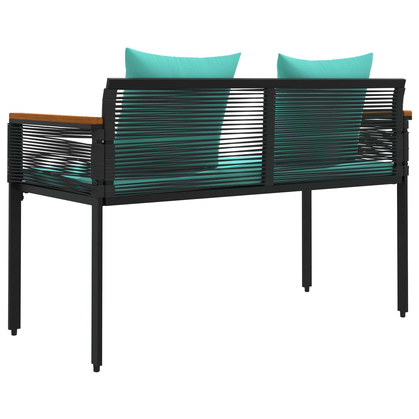 Bancă de exterior Negru și Turcoaz 117 x 54 x 74.5 cm poliratan