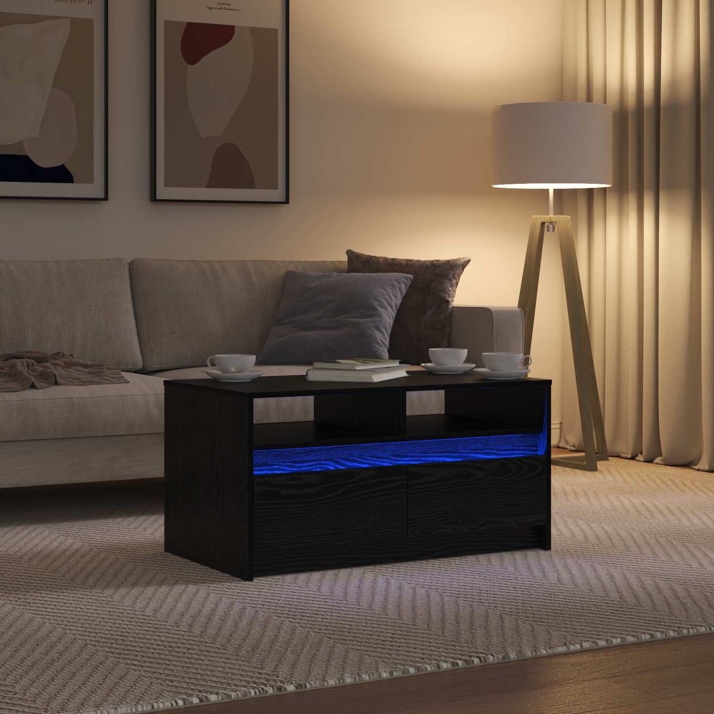 Masă de cafea Stejar Negru 90 x 50 x 45 cm Lemn compozit