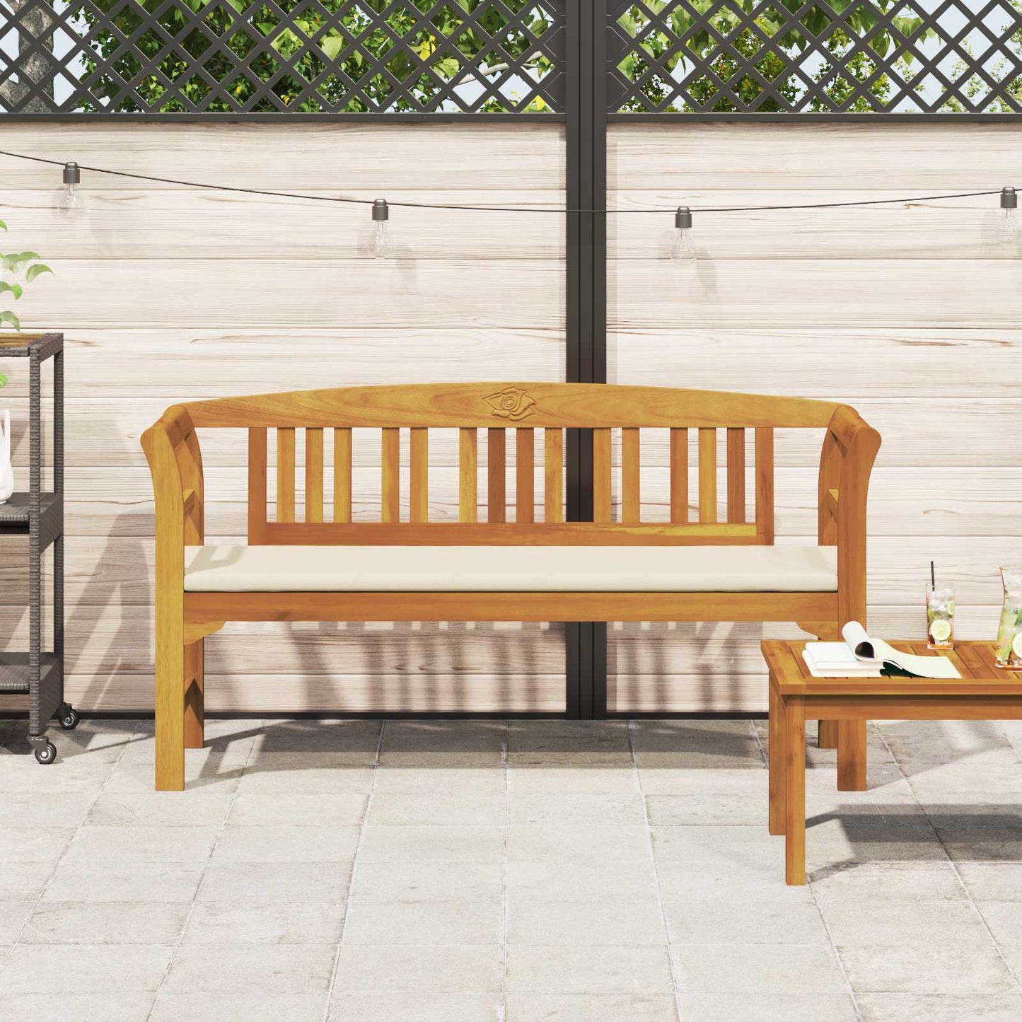 bancă cu pernă Finisaj cu ulei natural 157 x 46 x 82,5 cm