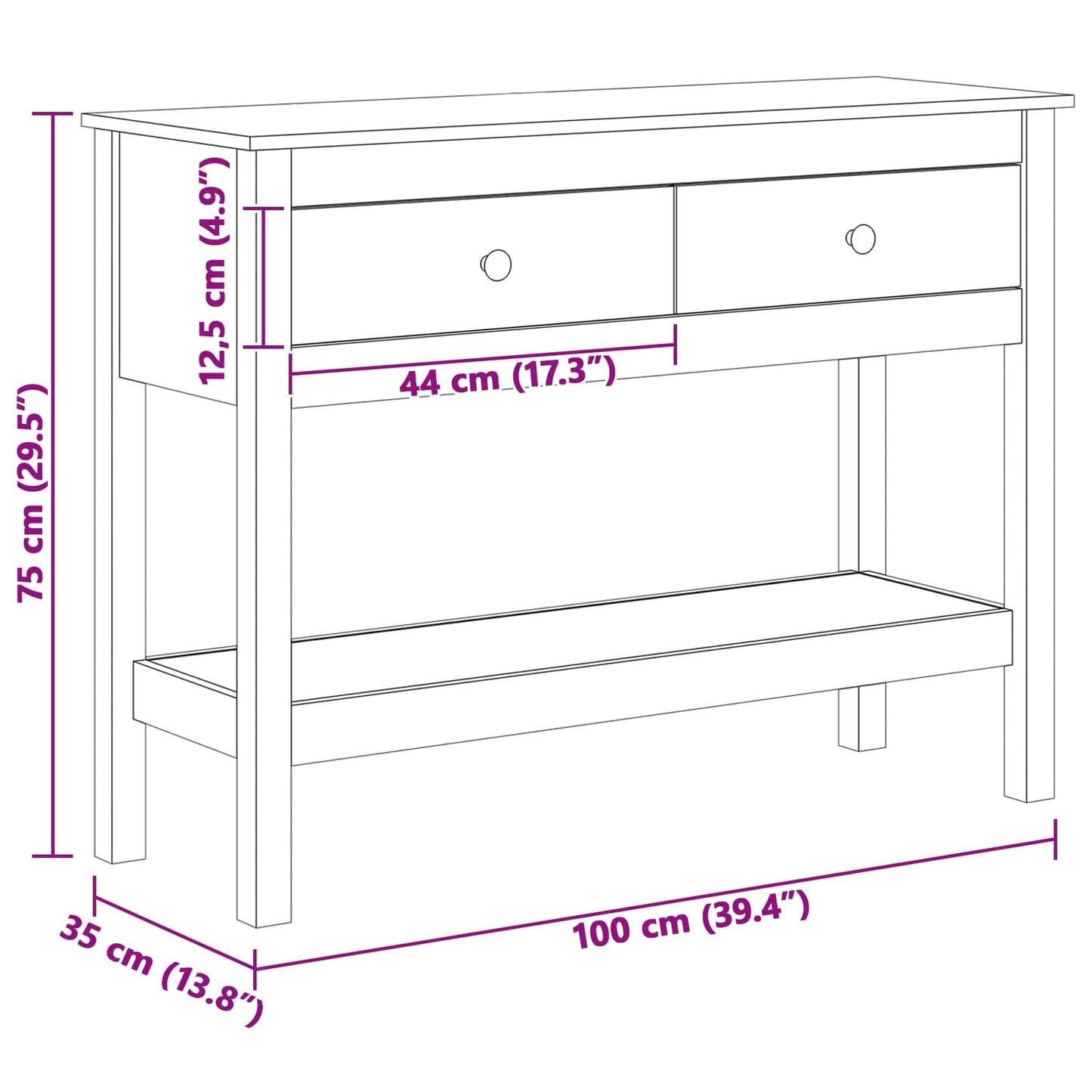 Masă de consolă cu sertar Maroniu cerat 100 x 35 x 75 cm