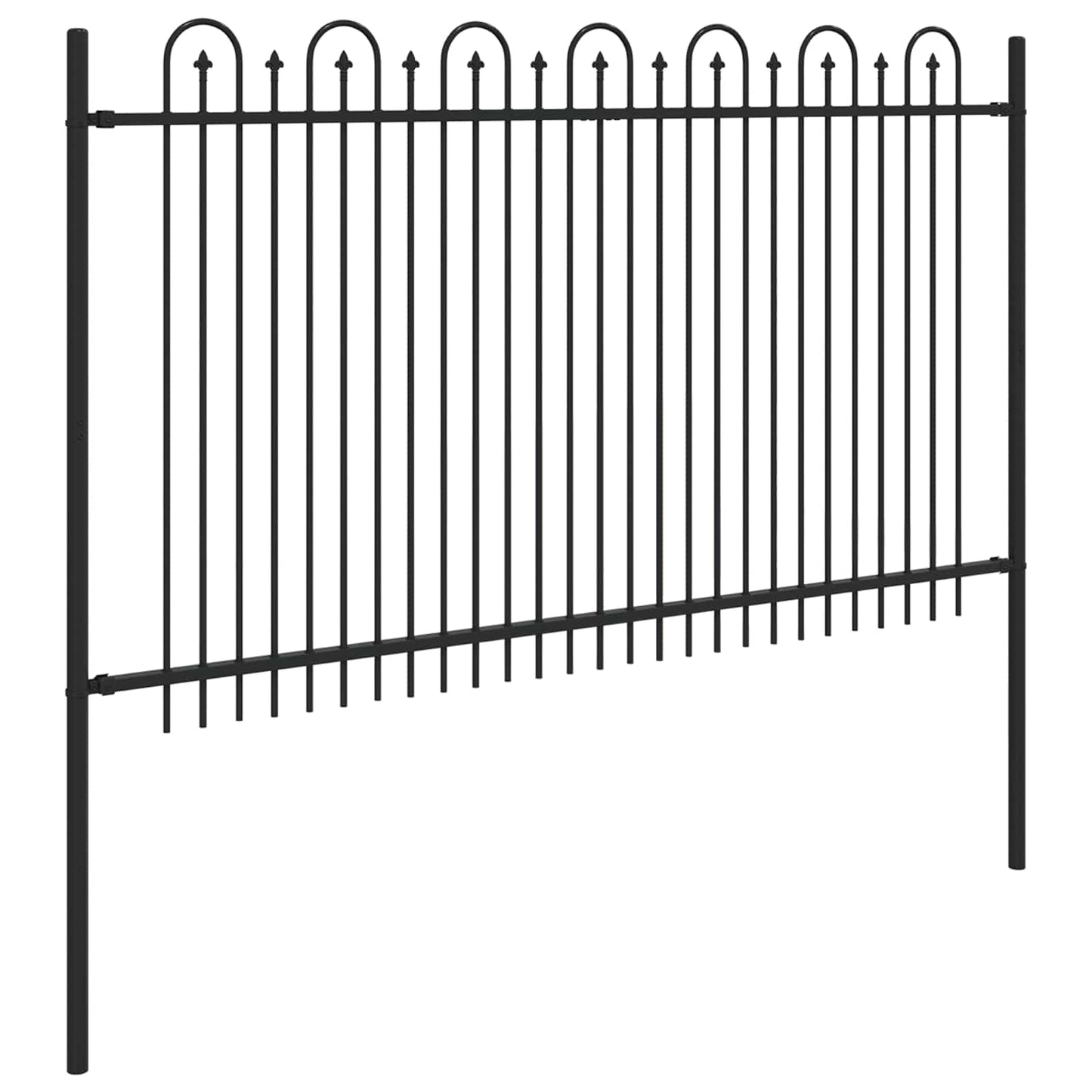 Gard Arcuș cu Vârfuri Negru 200 x 130 cm