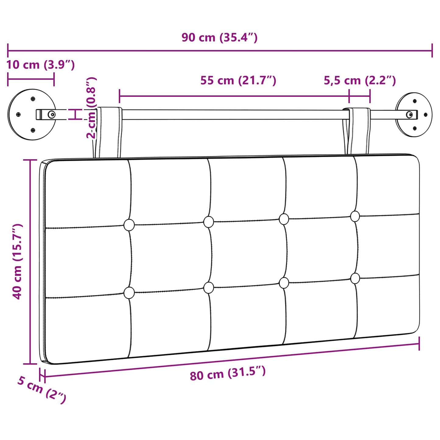 Cap de pat suspendat Pe perete țesătură