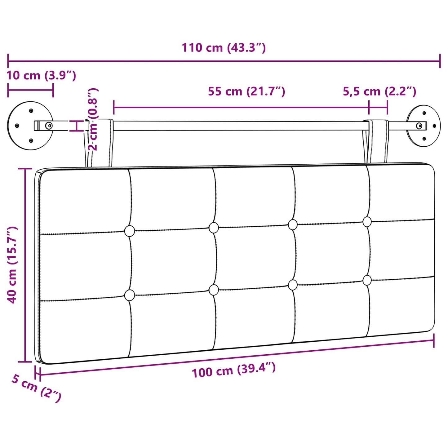 Cap de pat suspendat Pe perete țesătură