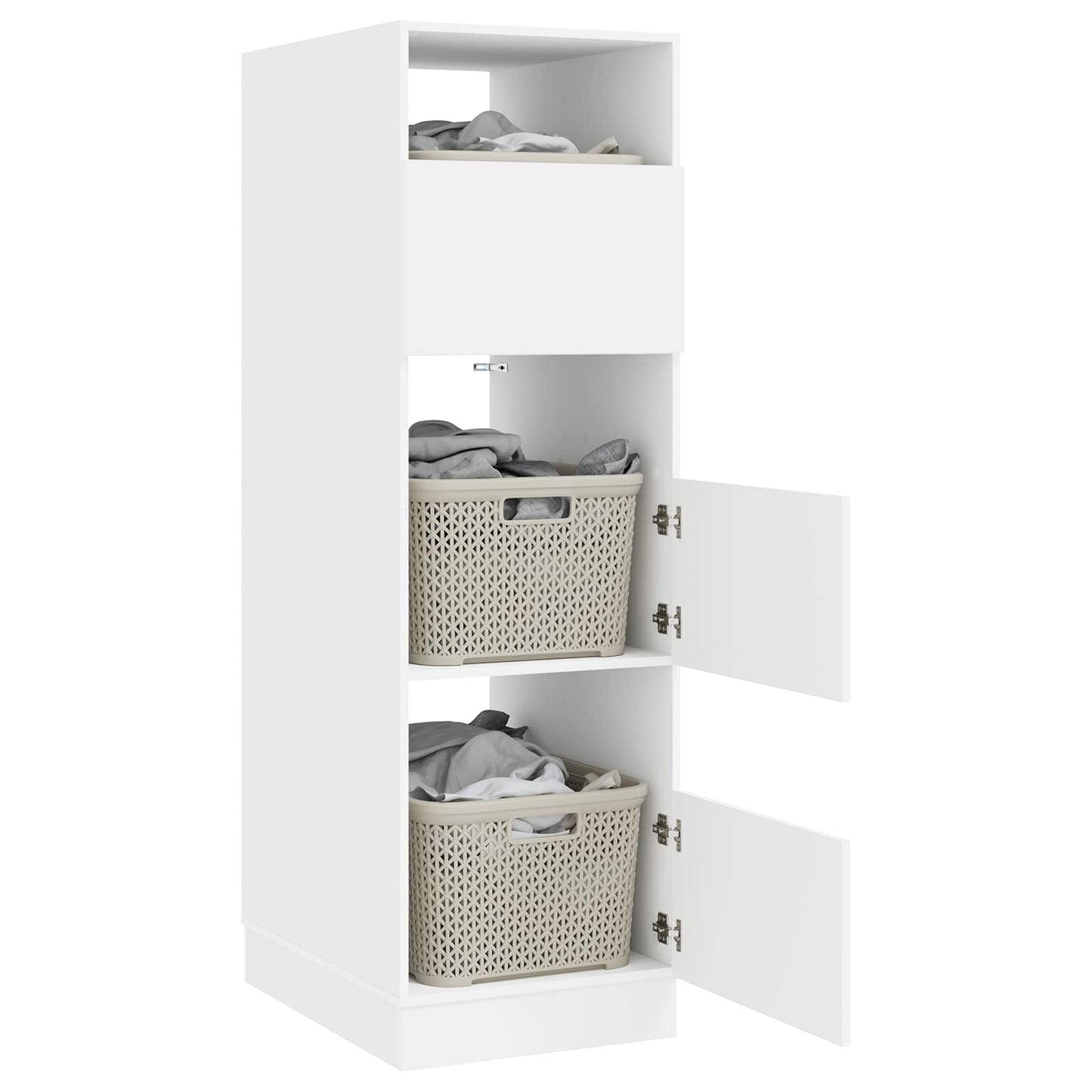 Dulap de rufe cu depozitare cu ușă Alb Lemn compozit