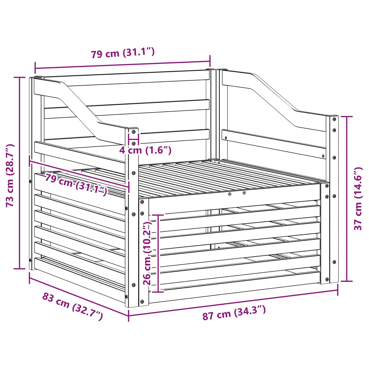 Set de canapele de exterior Lemn Solid de Acacia natural