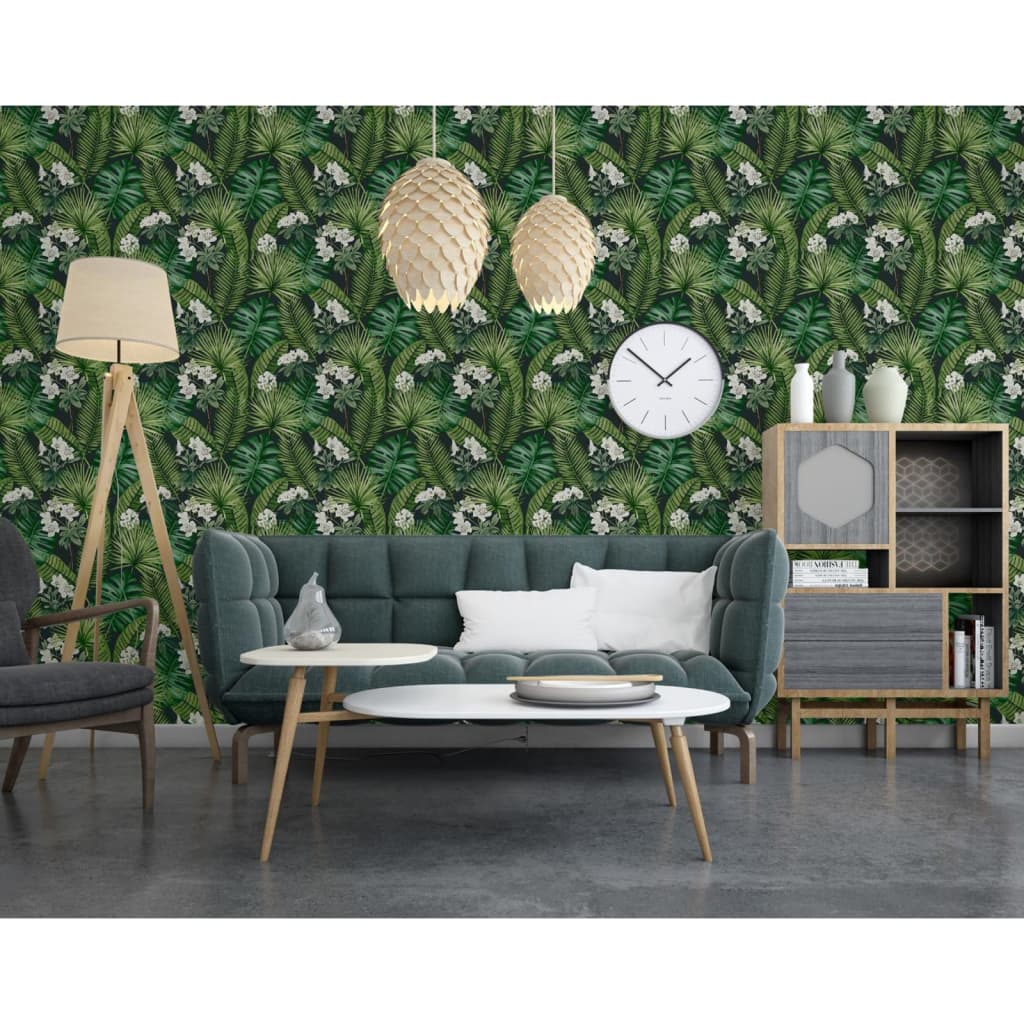 DUTCH WALLCOVERINGS Tapet Eden, negru și verde închis