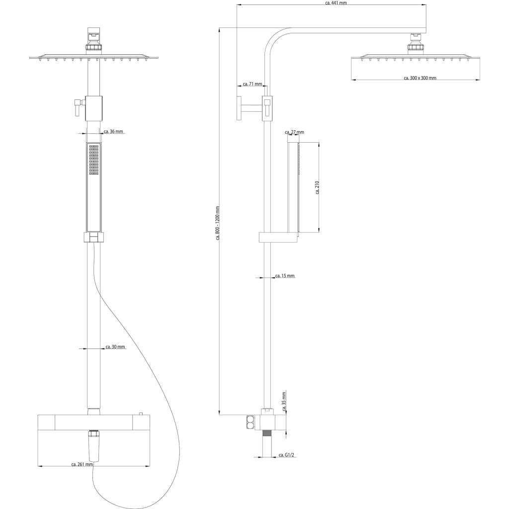 SCHÜTTE Sistem de duș dublu cu termostat, model SUMBA