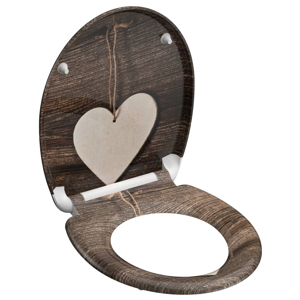 SCHÜTTE Scaun toaletă Duroplast, închidere silențioasă, „WOOD HEART”