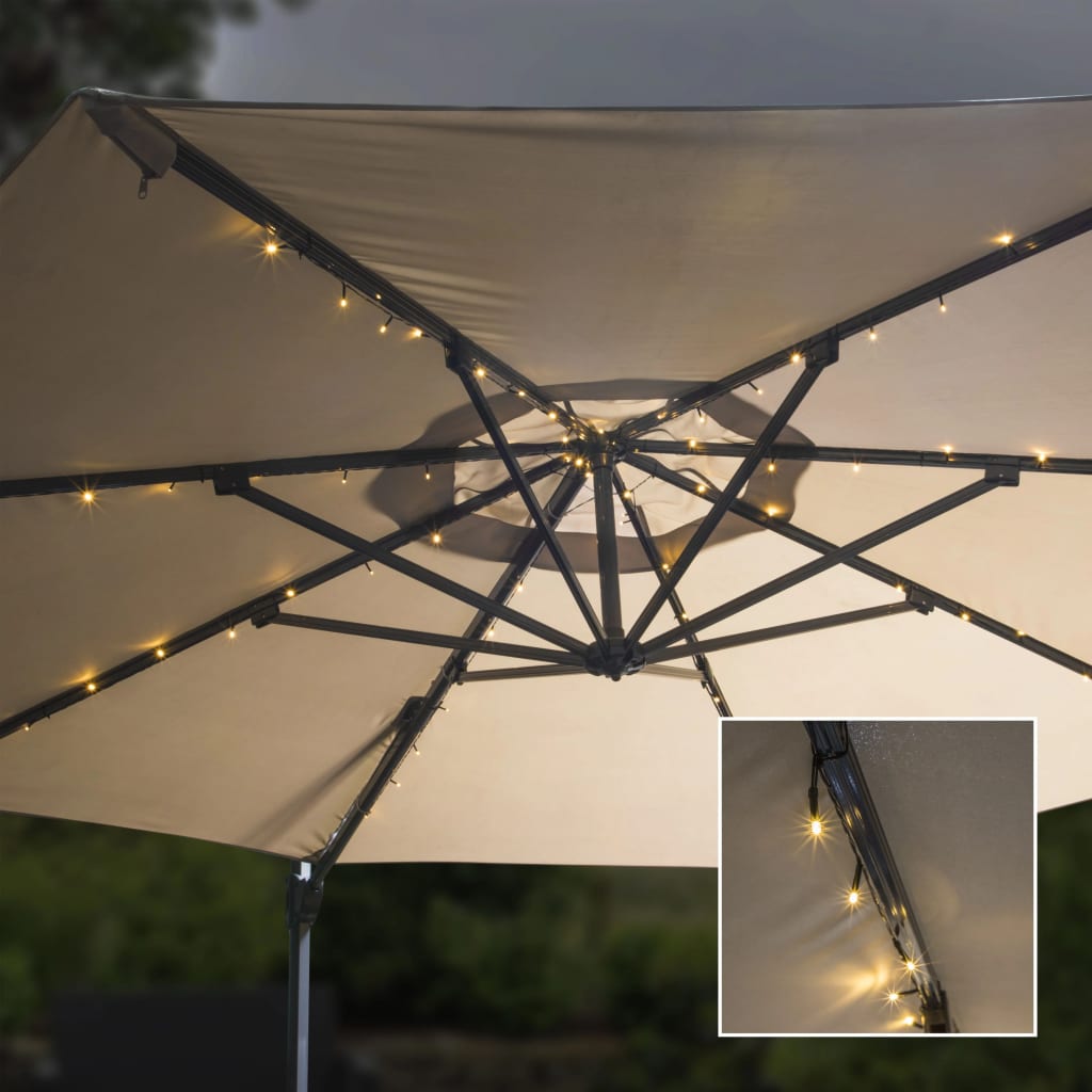 HI Instalație lumini solare cu LED pentru umbrelă, 130 cm