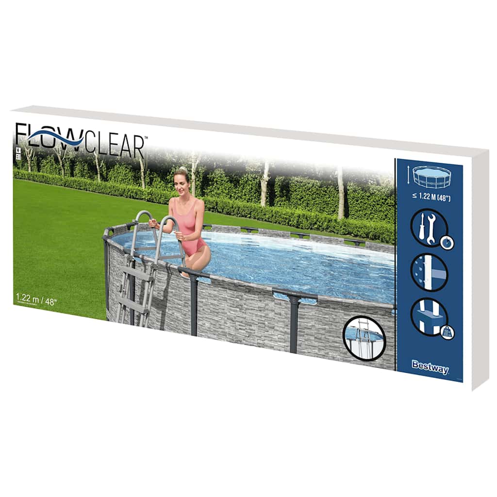 Scară de siguranță piscină cu 4 trepte Flowclear, 122 cm