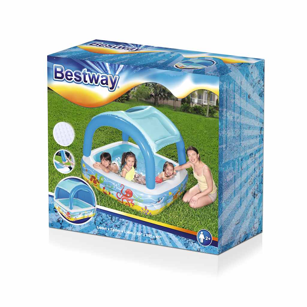 Bestway Piscină de joacă & baldachin, albastru, 140x140x114 cm, 52192