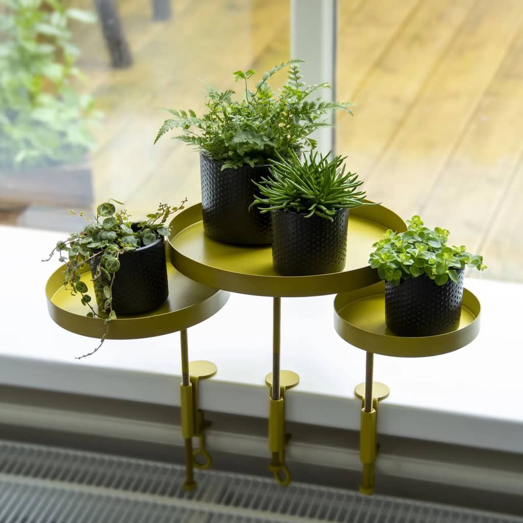 Esschert Design Tavă pentru plante cu clemă, auriu, rotund, L