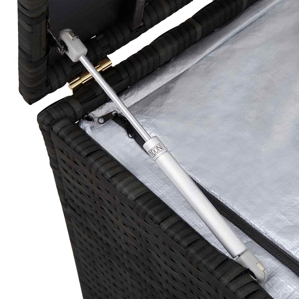 Ladă de depozitare de grădină, negru, 150x50x60 cm, poliratan