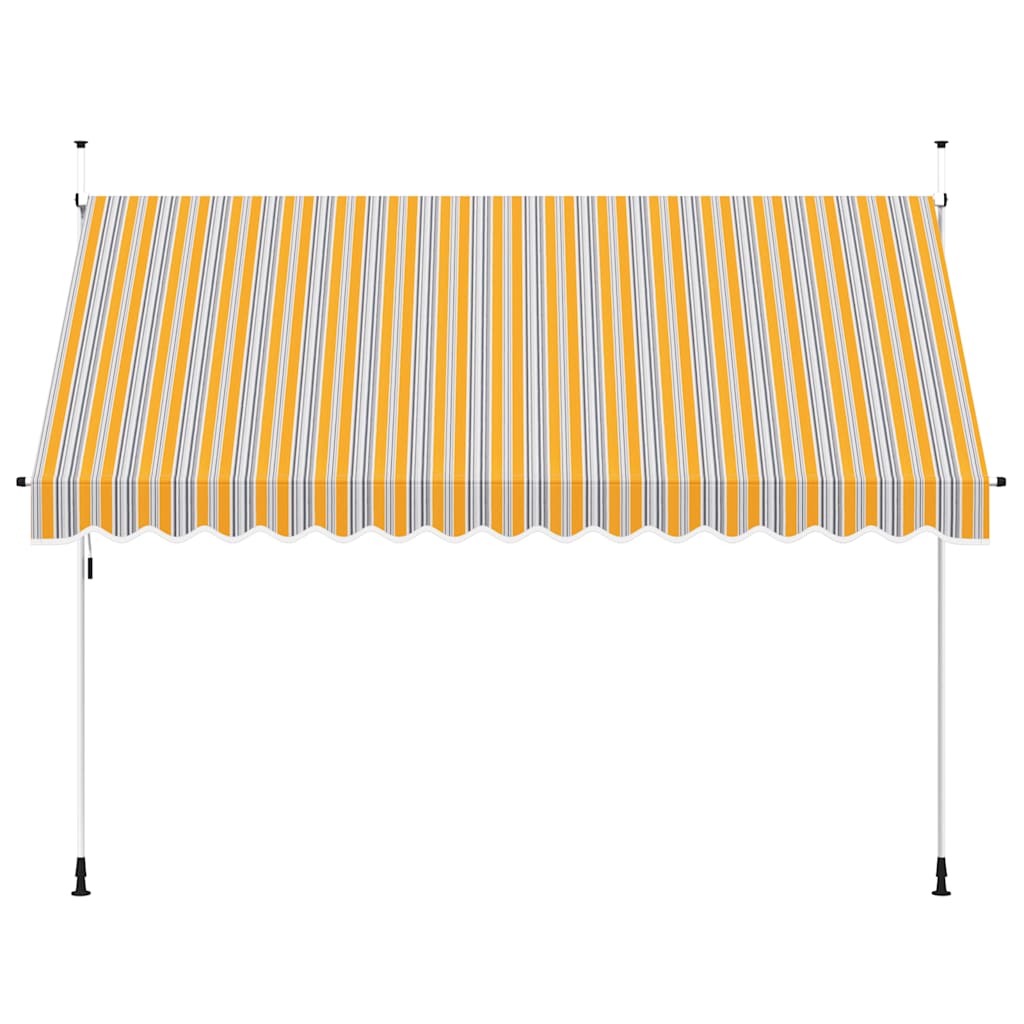 Copertină retractabilă manual, dungi galben și albastru, 350 cm