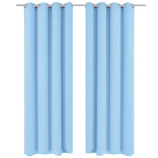 Draperii opace cu ocheți metalici, 2 buc, 135 x 175 cm, turcoaz
