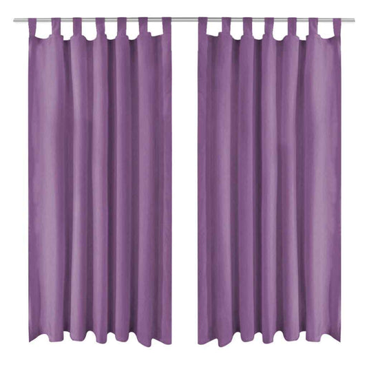 Draperii micro-satin cu bride, 2 buc, 140 x 245 cm, violet