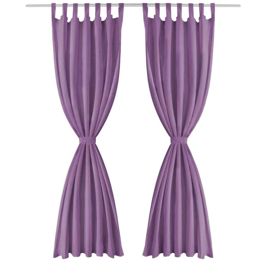 Draperii micro-satin cu bride, 2 buc, 140 x 245 cm, violet