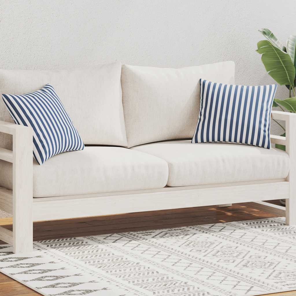 Perne de exterior, 2 buc., imprimeu dungi, 45x45 cm, bleumarin