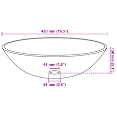 Chiuvetă din sticlă călită transparentă, 42 cm