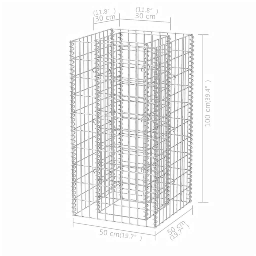 Strat înălțat gabion, 50 x 50 x 100 cm, oțel