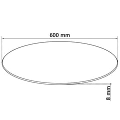 Blat masă din sticlă securizată, rotund, 600 mm