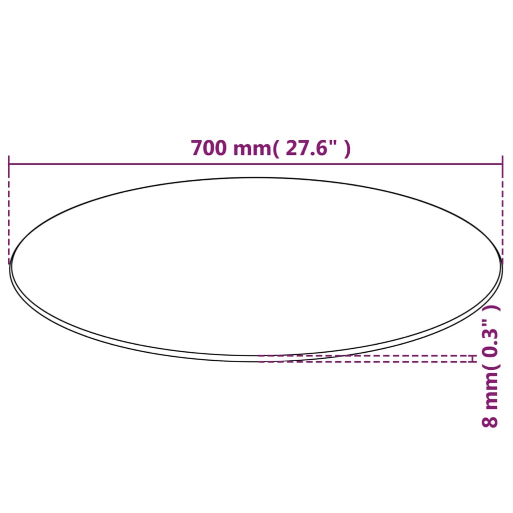 Blat masă din sticlă securizată rotund 700 mm