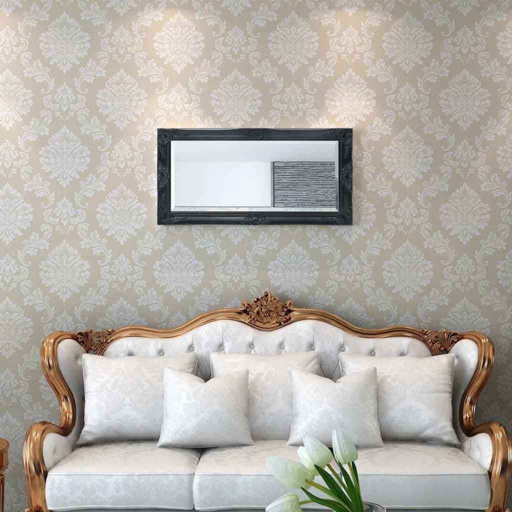 Oglindă de perete în stil baroc, 100 x 50 cm, negru