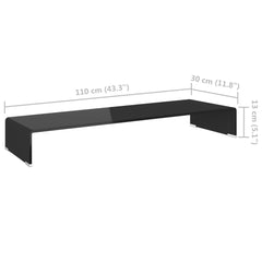 Stand TV/Suport monitor, sticlă, 110x30x13 cm, negru