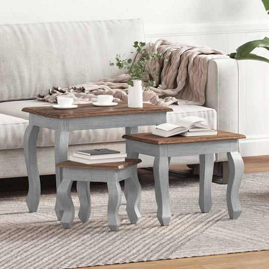 Set mese suprapuse, 3 piese, lemn masiv de mahon