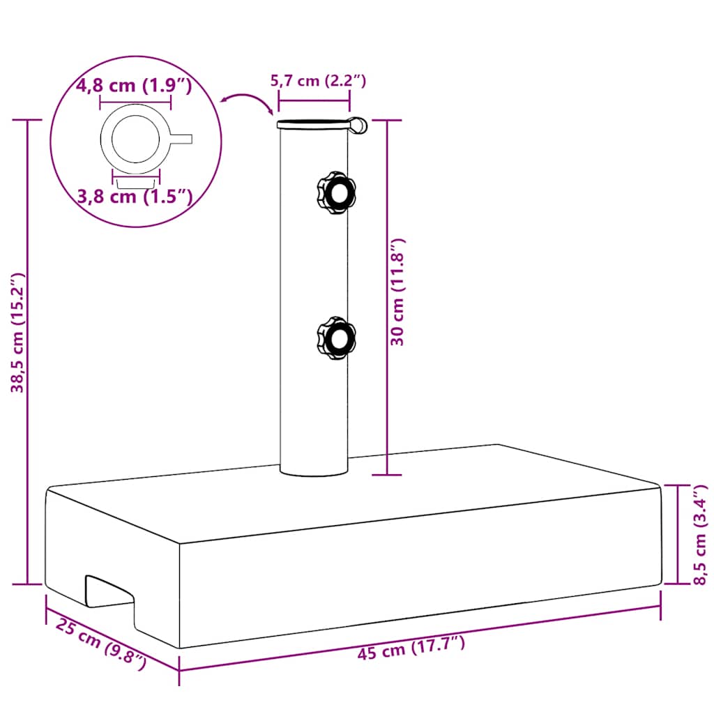 Suport umbrelă de soare Granit Dreptunghiular 25 kg