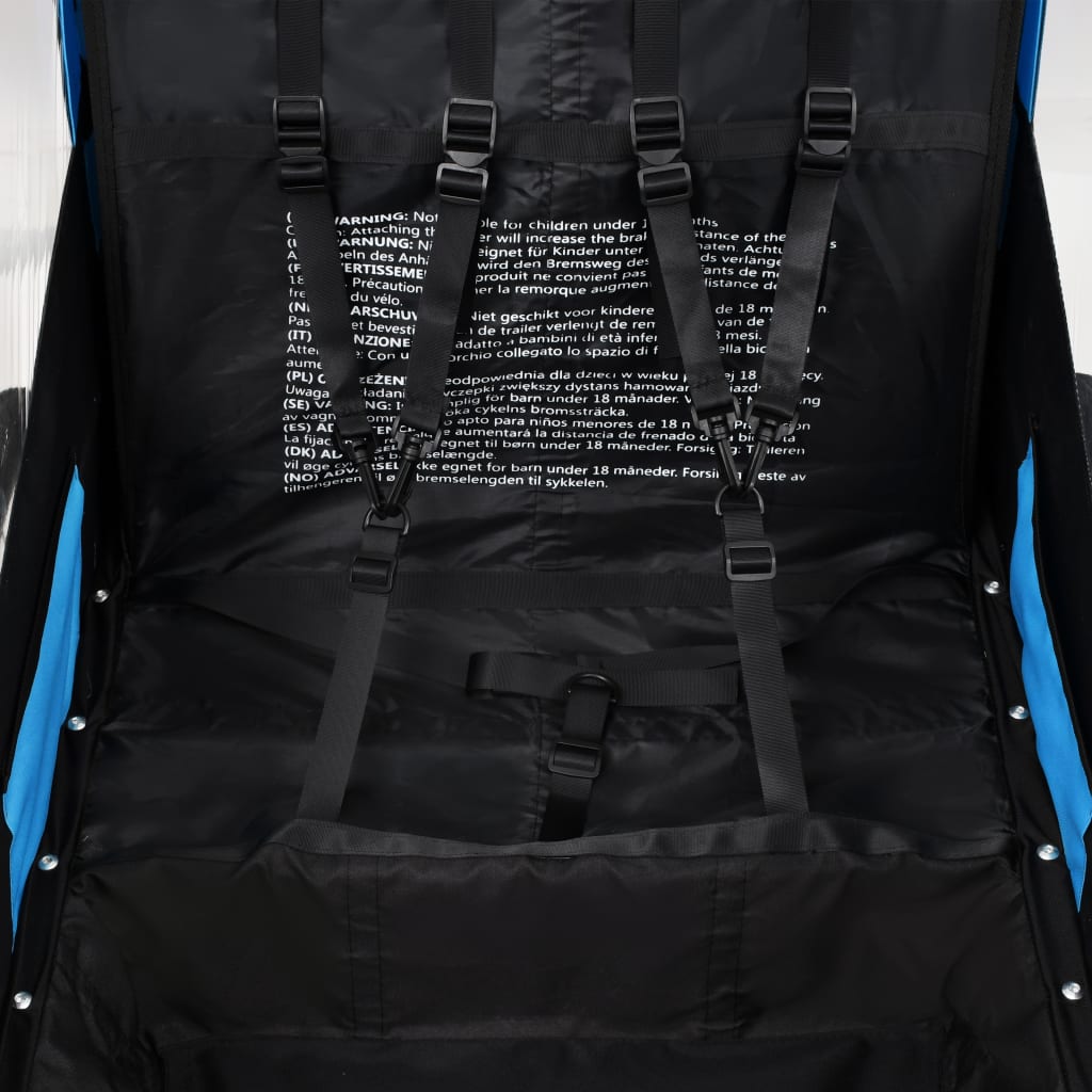 Remorcă bicicletă & cărucior copii 2-în-1, albastru și gri