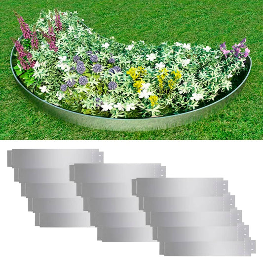 Gard de gazon, 15 buc., 100 x 20 cm, oțel galvanizat