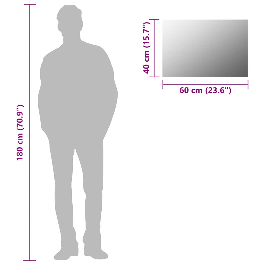 Oglindă de perete, 60 x 40 cm, dreptunghiular, sticlă