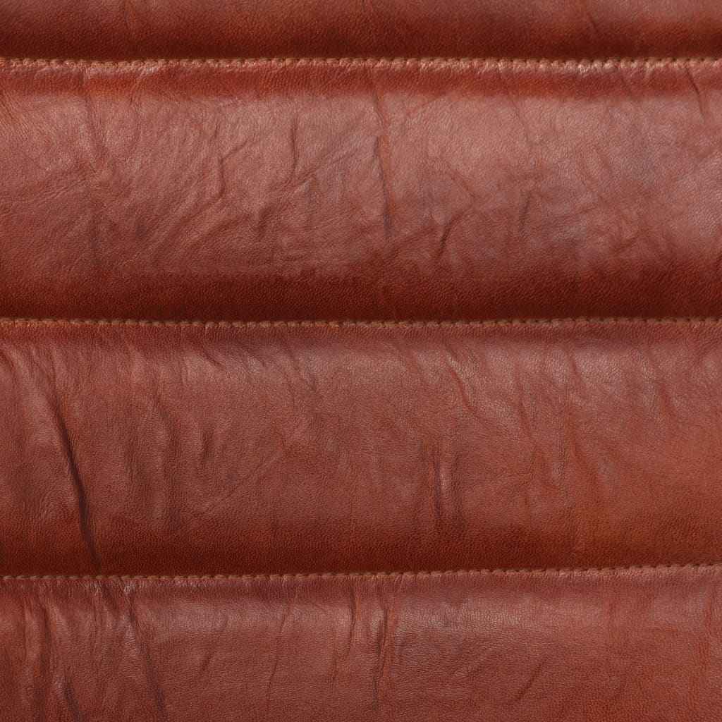 Scaune de bucătărie, 2 buc., maro, piele naturală