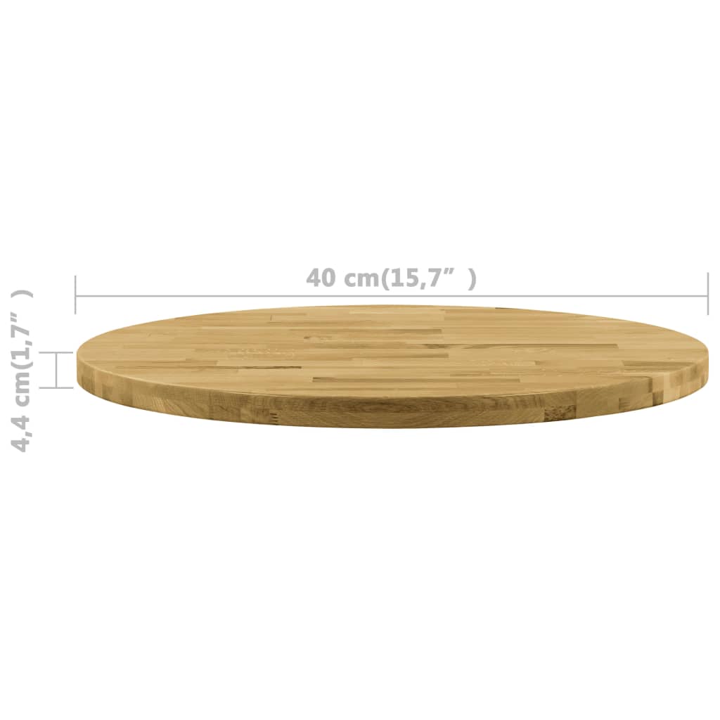 Blat de masă, lemn masiv de stejar, rotund, 44 mm, 900 mm